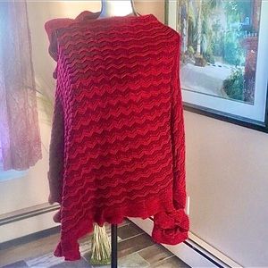 Poncho with Ruffle Trim